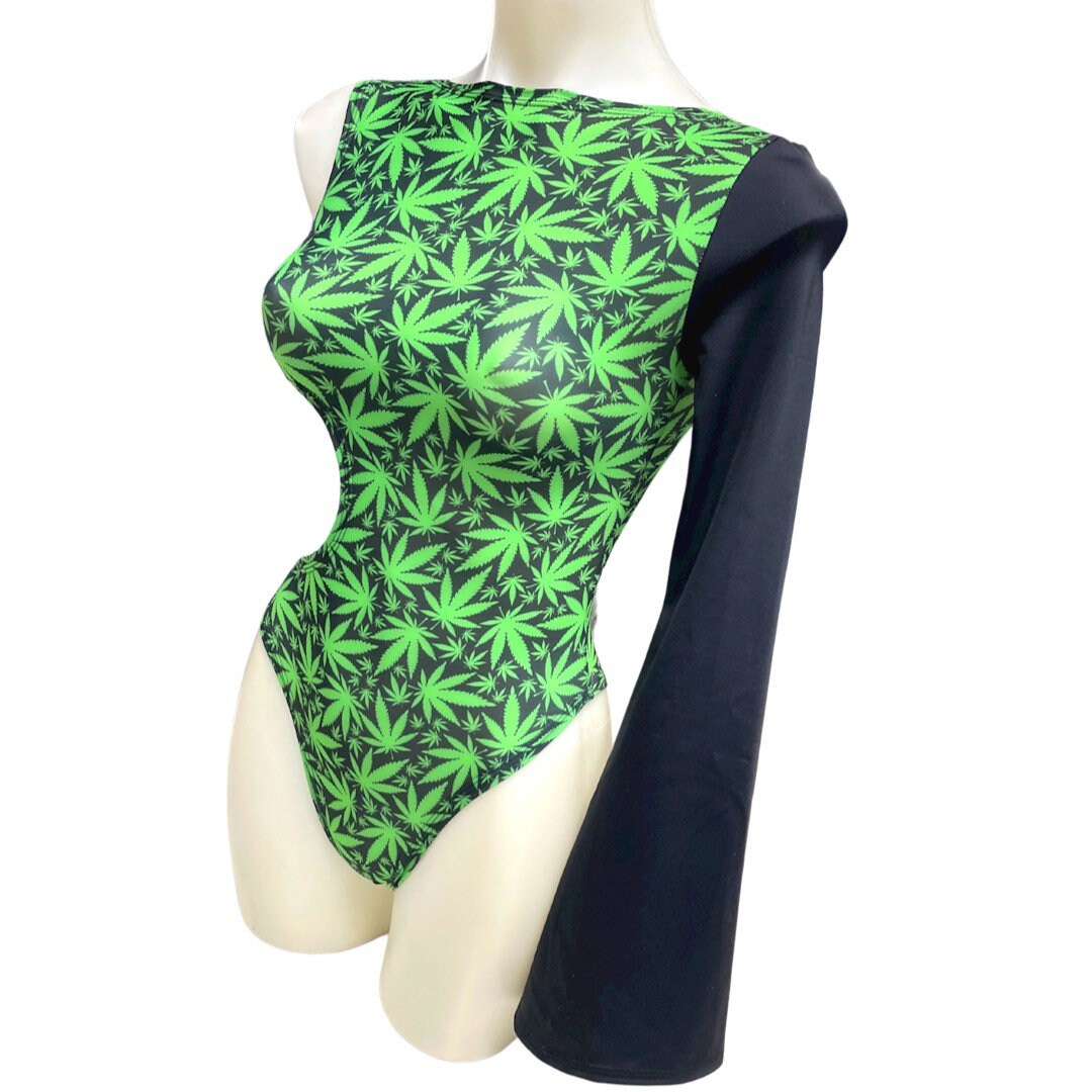 PUFF PUFF | Aria Cut-Out One Shoulder Bell Sleeve Bodysuit 420