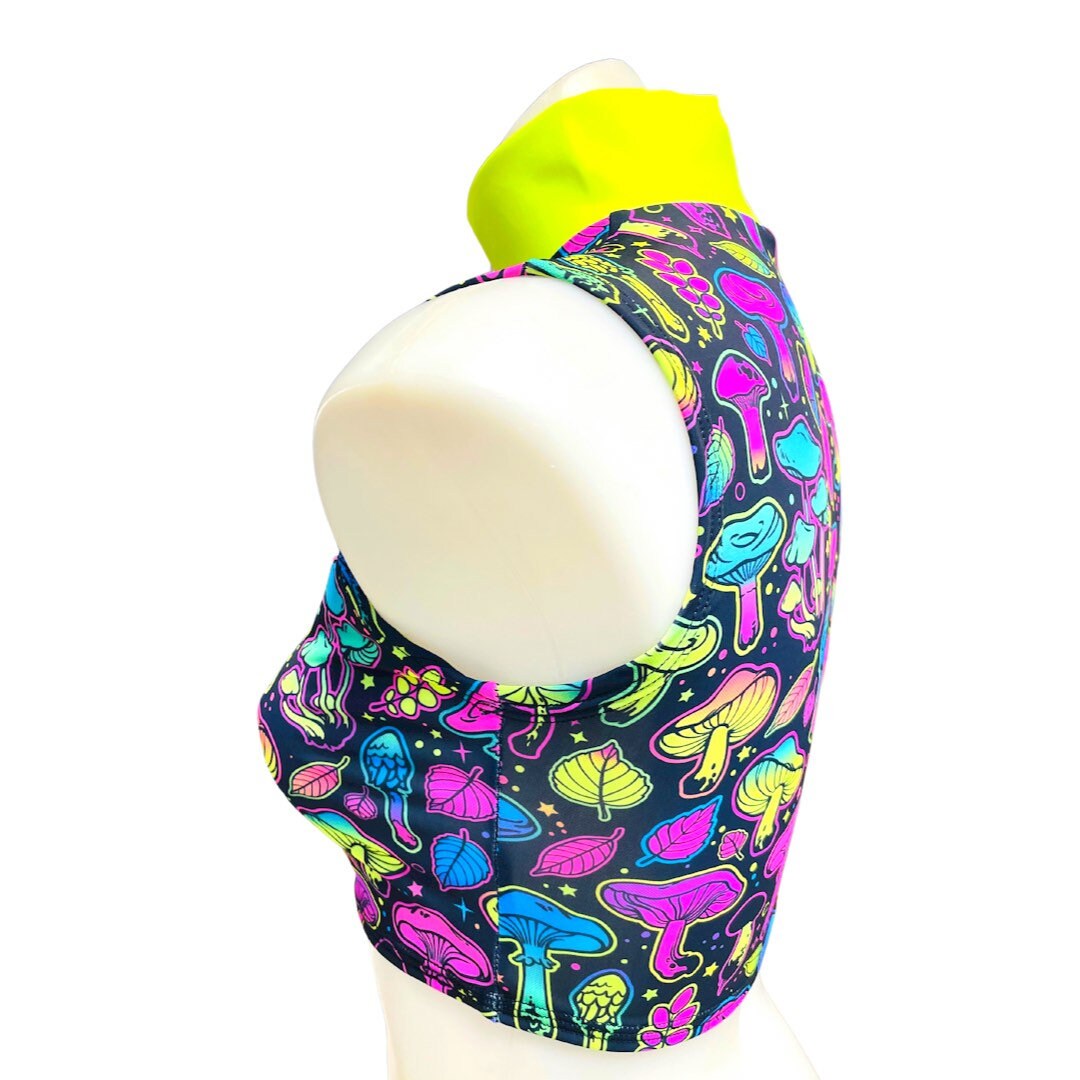 ELECTRIC WAVE | Underboob Mock Neck Crop Top Sleeveless , Women's Festival Top, Rave Top