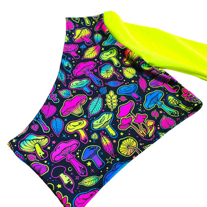 ELECTRIC MUSHROOM | One Shoulder Bell Sleeve Top, Women's Festival Top, Rave Top