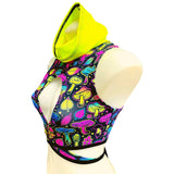 ELECTRIC MUSHROOM |  cowl Neck Crop Top With Wrap Front, Women's Festival Top, Rave Top
