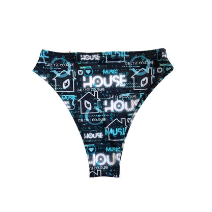 HOUSE MUSIC | High Waisted High Cut Bottoms, Festival Bottoms, Rave Bottoms, Black Rave Outfit