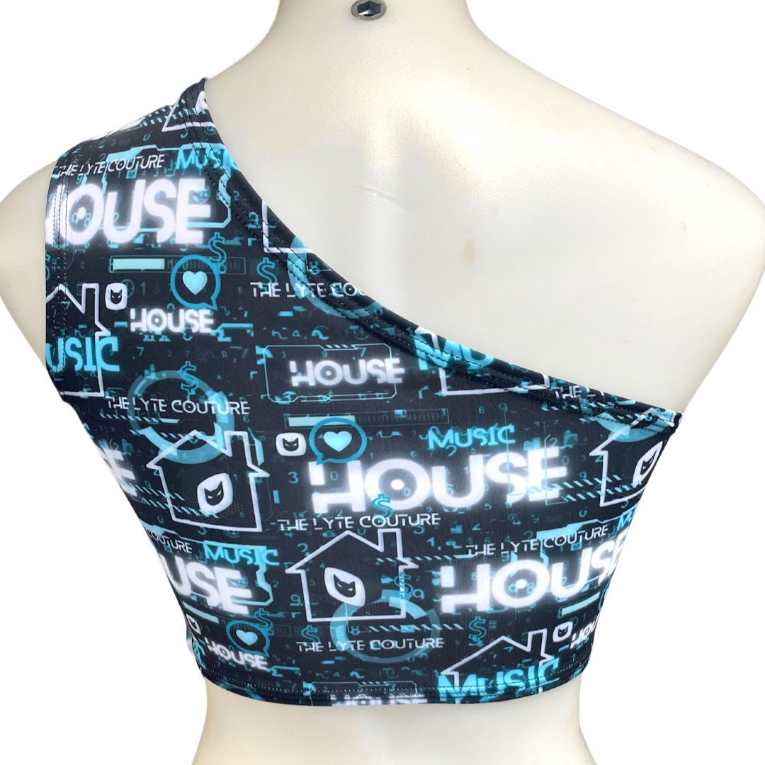 HOUSE MUSIC | One Shoulder Top, Women's Festival Top, Rave Top