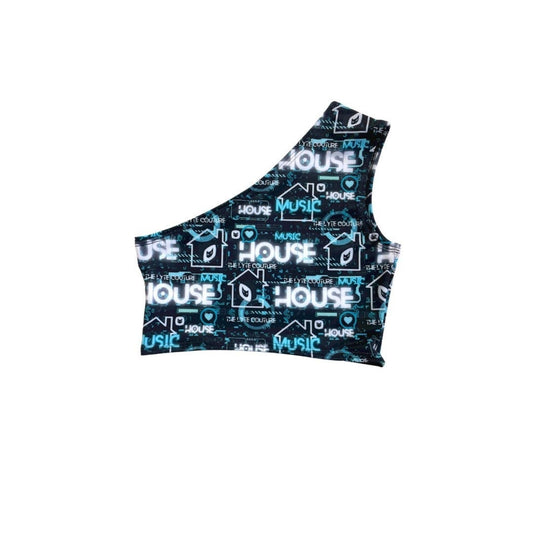 HOUSE MUSIC | One Shoulder Top, Women's Festival Top, Rave Top