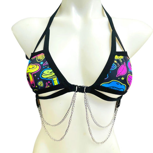 ELECTRIC MUSHROOM | Chain Cage Top, Festival Top, Rave Top with Chains