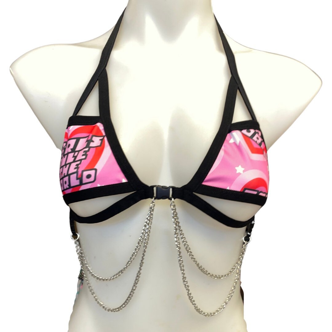 GIRLS RULE | Chain Cage Top, Festival Top, Rave Top with Chains