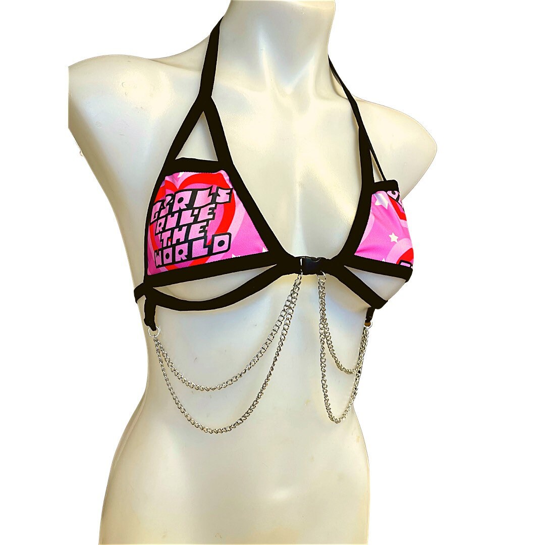 GIRLS RULE | Chain Cage Top, Festival Top, Rave Top with Chains