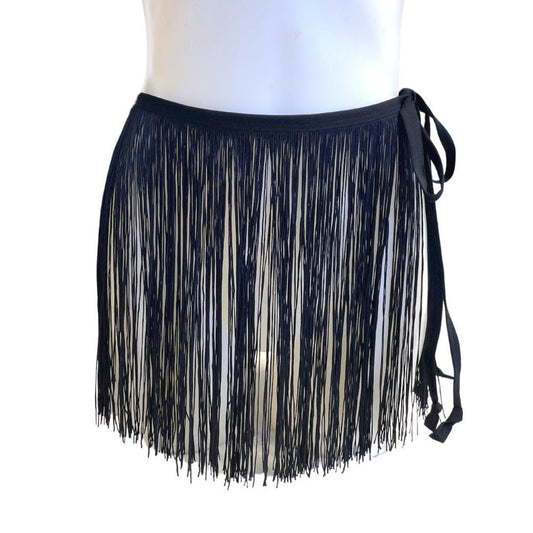 FRINGE Tie SKIRT | Black Fringe Side Tie Skirt, Rave Skirt, Festival Bottom