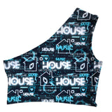 HOUSE MUSIC | One Shoulder Top, Women's Festival Top, Rave Top
