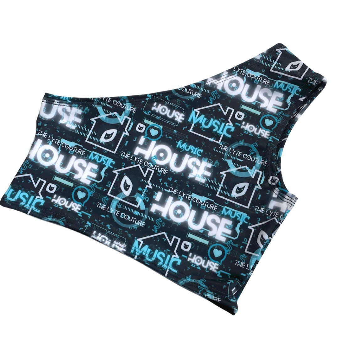 HOUSE MUSIC | One Shoulder Top, Women's Festival Top, Rave Top