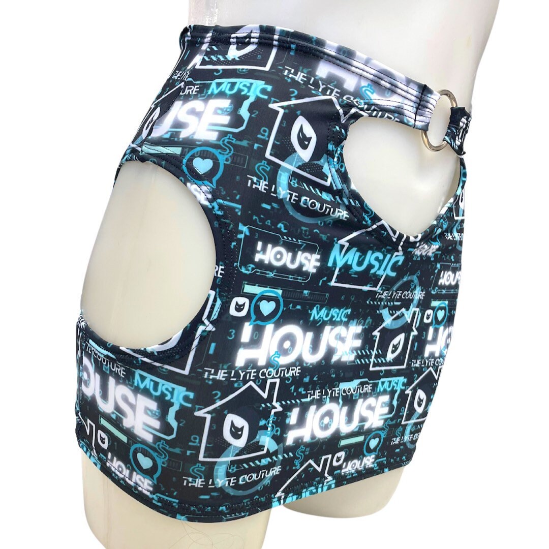 HOUSE MUSIC | Cut-Out Bodycon Mini Skirt, Rave Skirt, Festival Bottom