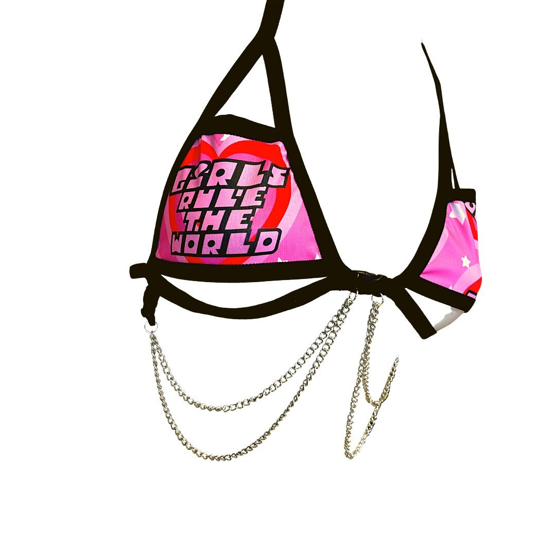 GIRLS RULE | Chain Cage Top, Festival Top, Rave Top with Chains