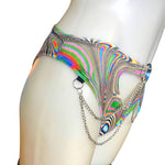 LUCID DREAMS | High Waisted High Cut Chain Bottoms wit cut out, Festival Bottoms, Rave Bottoms, Rave Outfit