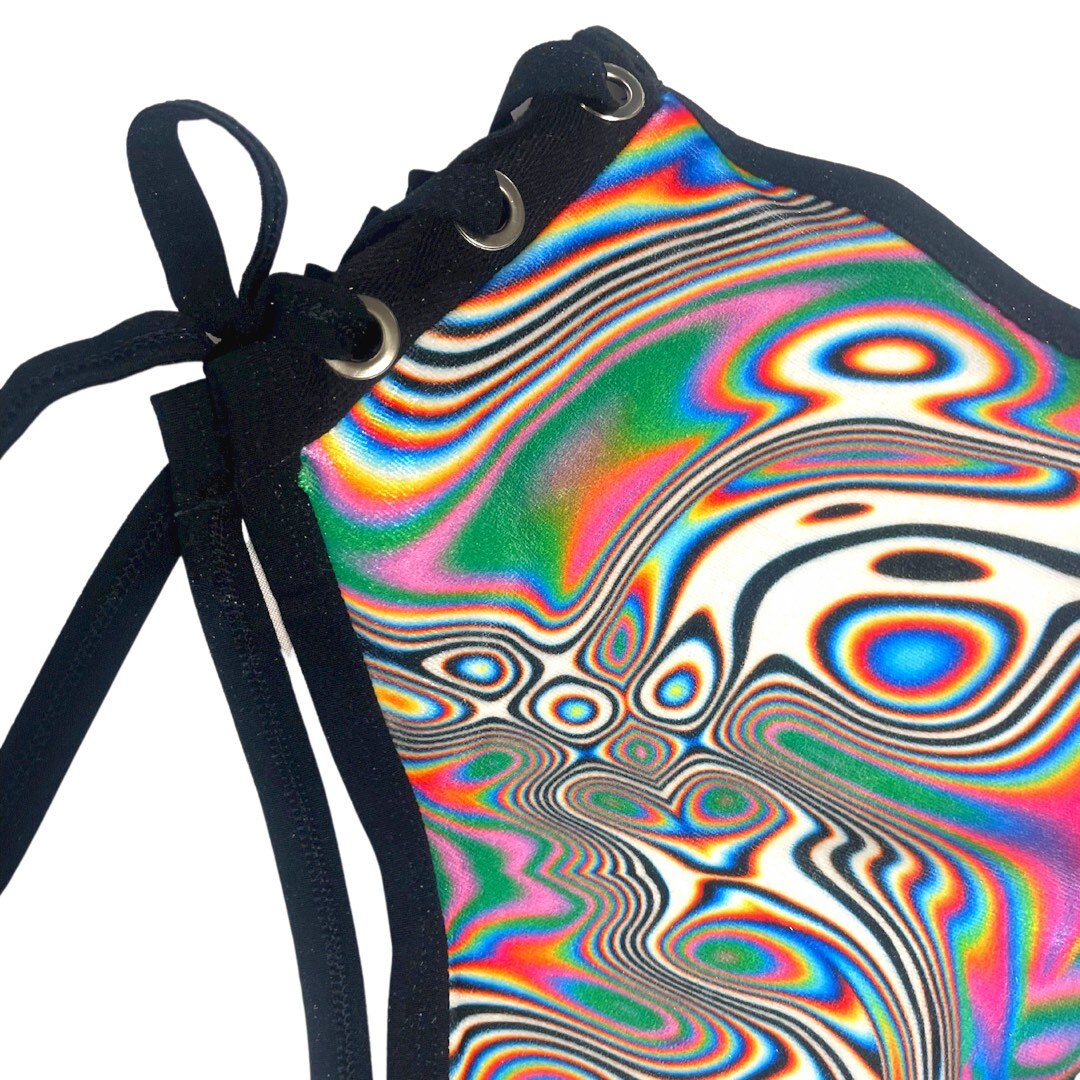 LUCID DREAMS | High Waisted High Cut Side Tie Bottoms, Festival Bottoms, Rave Bottoms, Black Rave Outfit