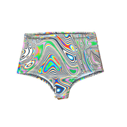 LUCID DREAMS | High Waisted Bottoms Boy Short Cut , Festival Bottoms, Rave Bottoms, Black Rave Outfit