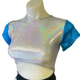 ALICE BLUE | Underboob Crop Top With Sleeves , Women's Festival Top, Rave Top