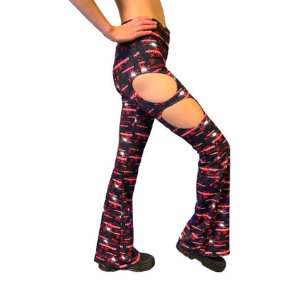 HEADBANGER | Cut Out Flare Bell Bottom Pants, Festival Bottoms, Rave Pants, Yoga Pants