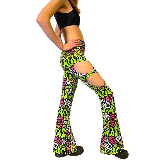 ACID | Cut Out Flare Bell Bottom Pants, Festival Bottoms, Rave Pants, Yoga Pants