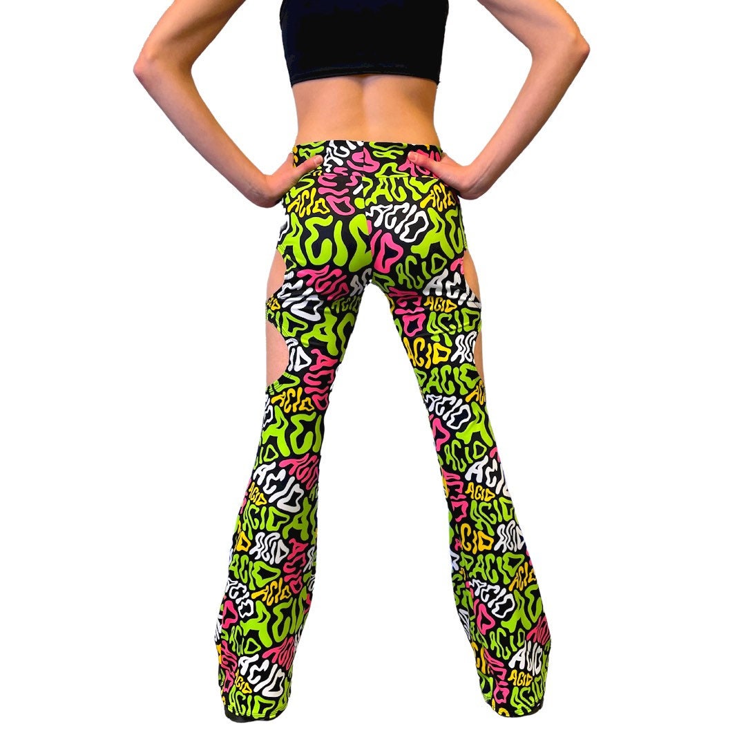 ACID | Cut Out Flare Bell Bottom Pants, Festival Bottoms, Rave Pants, Yoga Pants