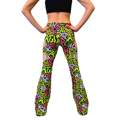 ACID | Cut Out Flare Bell Bottom Pants, Festival Bottoms, Rave Pants, Yoga Pants