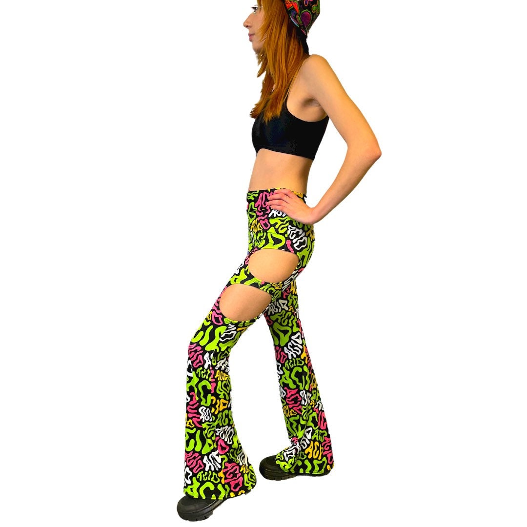 ACID | Cut Out Flare Bell Bottom Pants, Festival Bottoms, Rave Pants, Yoga Pants