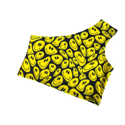 YELLOW HAPPY | One Shoulder Top, Women's Festival Top, Rave Top
