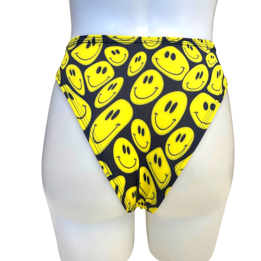 YELLOW Happy | High Waisted High Cut Chain Bottoms wit cut out, Festival Bottoms, Rave Bottoms, Rave Outfit