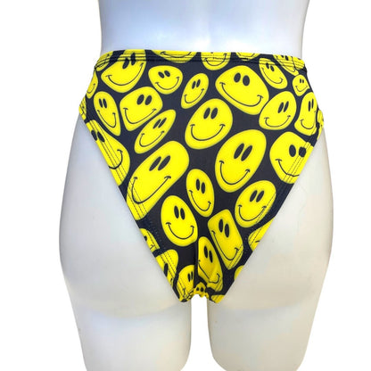 YELLOW Happy | High Waisted High Cut Chain Bottoms wit cut out, Festival Bottoms, Rave Bottoms, Rave Outfit