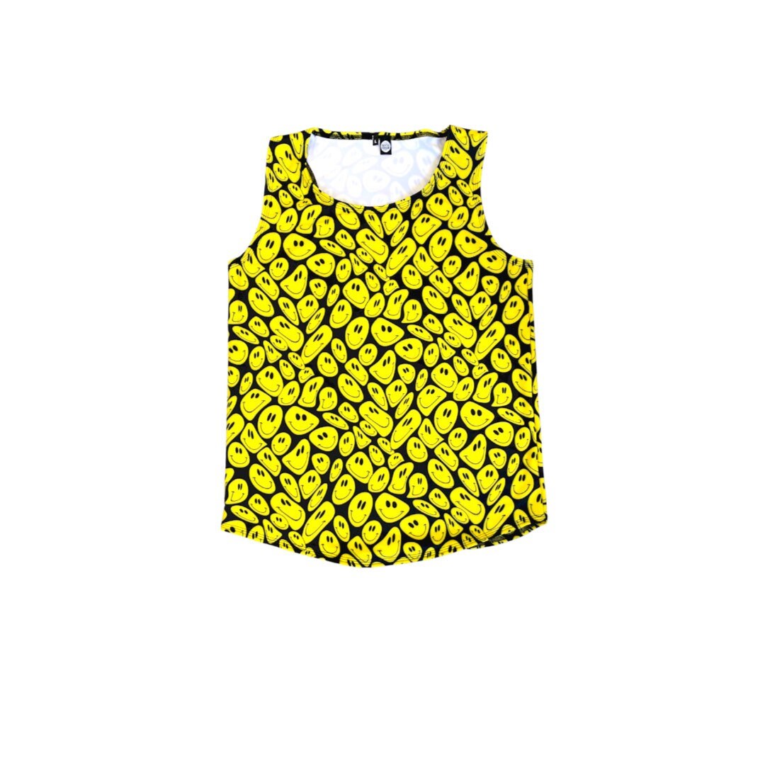 YELLOW Happy | Slim Fit Men's Rave Tank Top, Festival Shirt