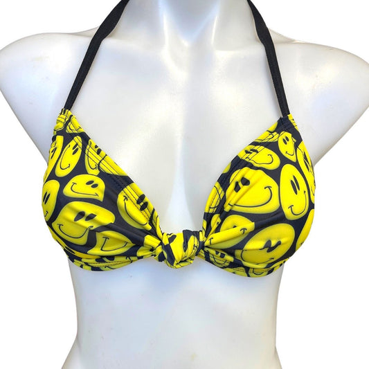 YELLOW HAPPY | Twist Top | Adjustable Bikini Top, Women's Festival Top, Rave Top