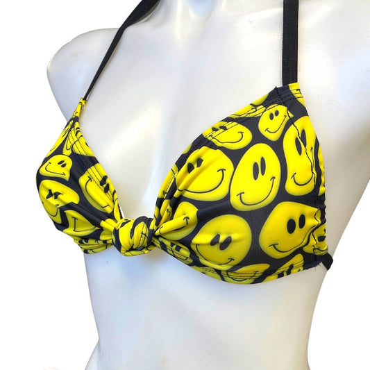 YELLOW HAPPY | Twist Top | Adjustable Bikini Top, Women's Festival Top, Rave Top