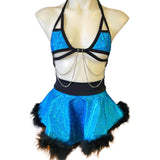 ALICE BLUE | Sparkle Blue | Chain Cage Top, Festival Top, Rave Top with Chains