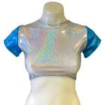 ALICE BLUE | Underboob Crop Top With Sleeves , Women's Festival Top, Rave Top