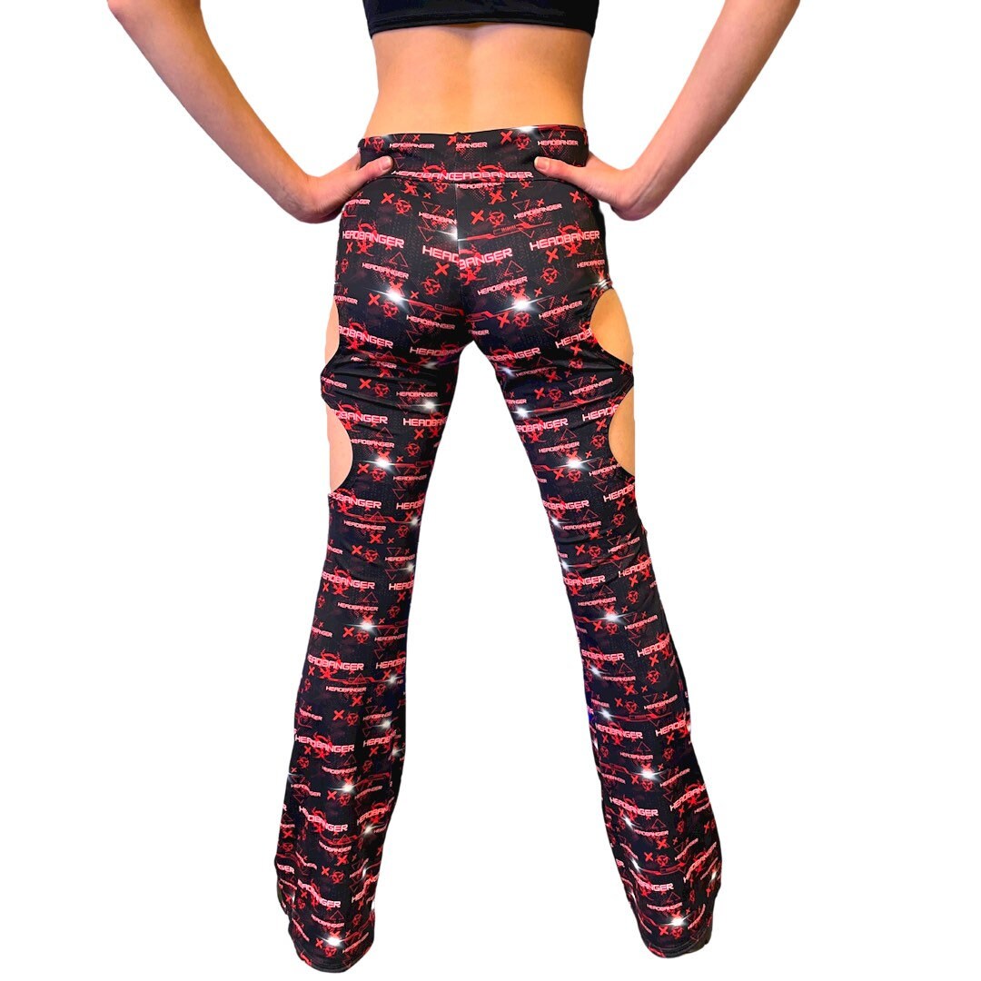 HEADBANGER | Cut Out Flare Bell Bottom Pants, Festival Bottoms, Rave Pants, Yoga Pants