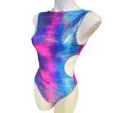 FESTIE BESTIE | Pink/Blue Holographic Aria Cut-Out Bodysuit |