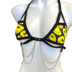 YELLOW Happy | Chain Cage Top, Festival Top, Rave Top with Chains