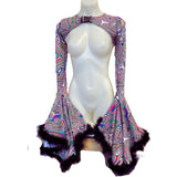 LUCID DREAMS | Cascade Bell Sleeve with Fluff Buckle Top, Women's Festival Top, Rave Top