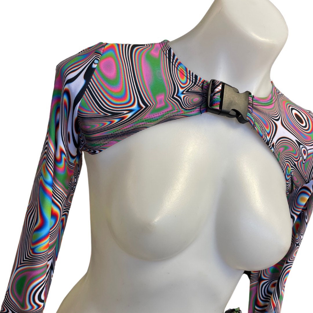 LUCID DREAMS | Cascade Bell Sleeve with Fluff Buckle Top, Women's Festival Top, Rave Top