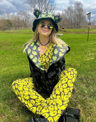 YELLOW Happy | Cut Out Flare Bell Bottom Pants, Festival Bottoms, Rave Pants, Yoga Pants