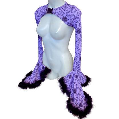 ICOSAHEDRON | Cascade Bell Sleeve with Fluff Buckle Top, Women's Festival Top, Rave Top