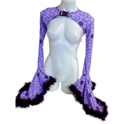 ICOSAHEDRON | Cascade Bell Sleeve with Fluff Buckle Top, Women's Festival Top, Rave Top