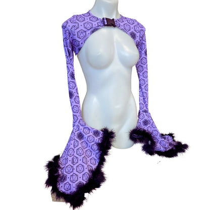ICOSAHEDRON | Cascade Bell Sleeve with Fluff Buckle Top, Women's Festival Top, Rave Top