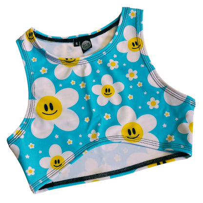 HAPPY DAISY | Underboob Sporty Crop Top, Women's Festival Top, Rave Top | Ready To Ship