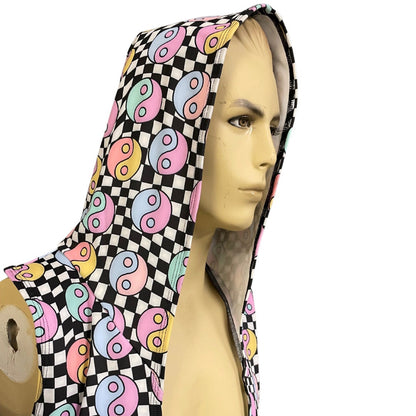 HARMONY CHECK | Slim Fit Men's Rave Hooded Tank Top Vest, Festival Shirt