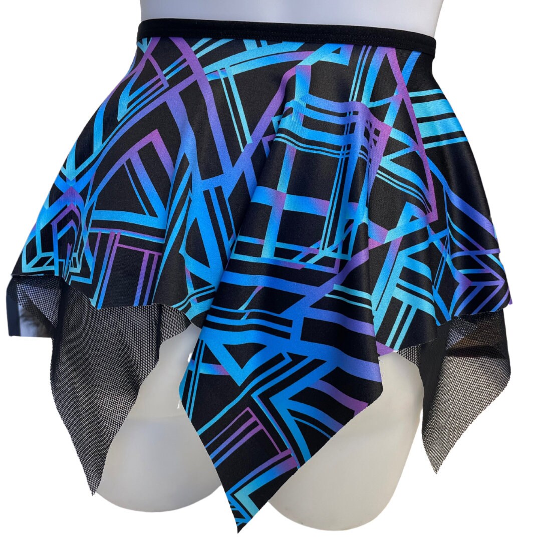 ALL NIGHTER | Asymmetrical Double layer Tie Skirt, Rave Skirt, Festival Bottom