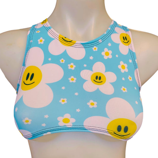 HAPPY DAISY | Underboob Sporty Crop Top, Women's Festival Top, Rave Top | Ready To Ship