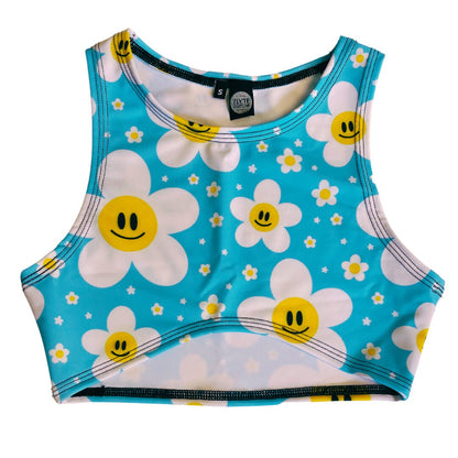 HAPPY DAISY | Underboob Sporty Crop Top, Women's Festival Top, Rave Top | Ready To Ship