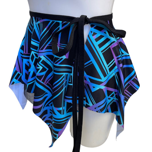 ALL NIGHTER | Asymmetrical Double layer Tie Skirt, Rave Skirt, Festival Bottom