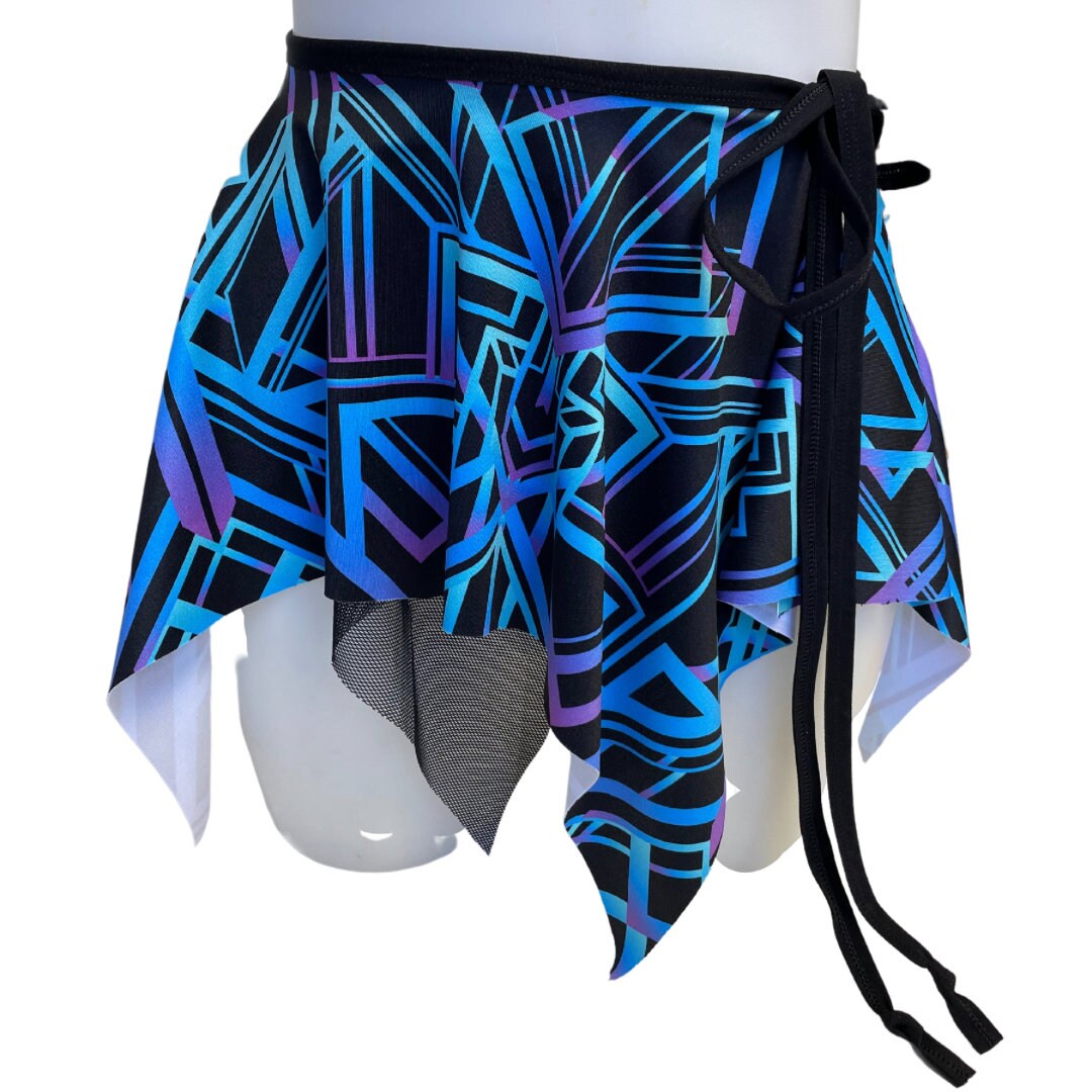 ALL NIGHTER | Asymmetrical Double layer Tie Skirt, Rave Skirt, Festival Bottom