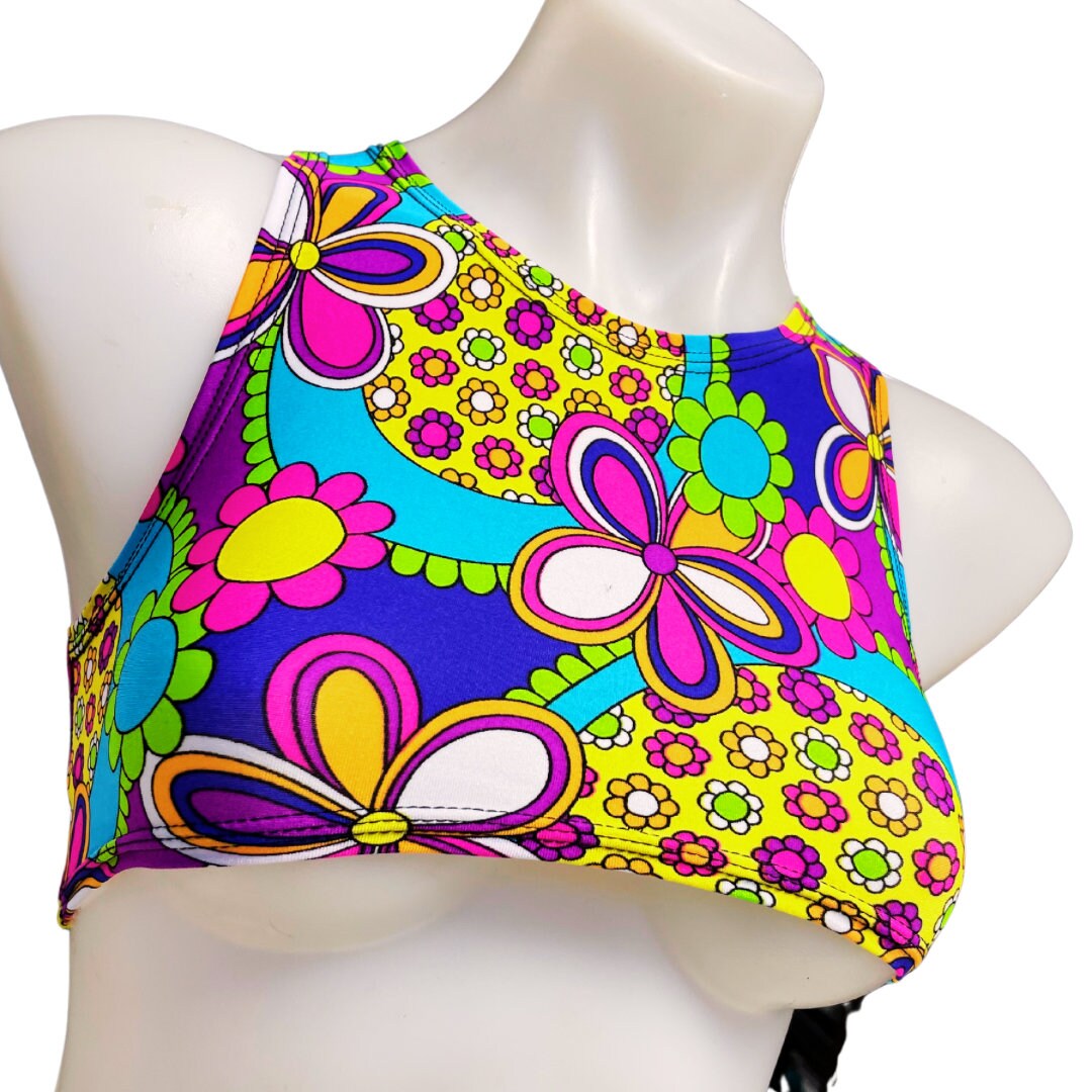 STRAWBERRY FIELDS | Underboob Sporty Crop Top, Women's Festival Top, Rave Top