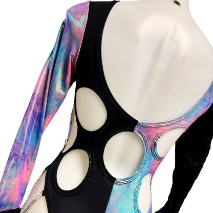 OOAK | Size Medium | Aria Cut-Out Cascade Bell Sleeve Bodysuit with Chain Detail